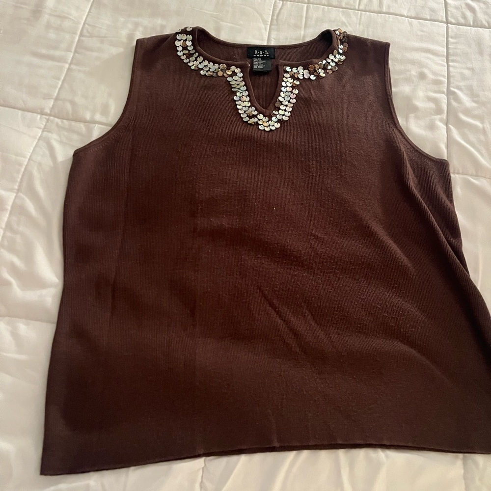 1X Knit Brown Tank Top